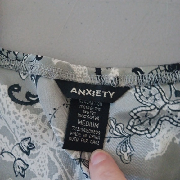 Y2K Babydoll Top Medium Gray Romantic Floral Satin Boho Fairy‎ Grunge Whimsigoth - Picture 14 of 15